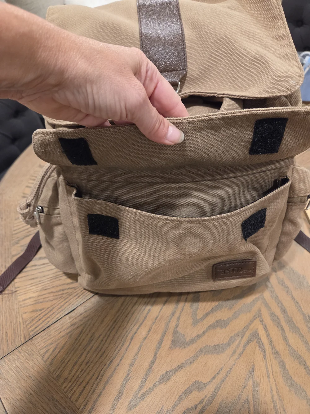 Bella Russo Backpack Unisex Medium Canvas Khaki Vintage Rucksack Gorpcore Bag